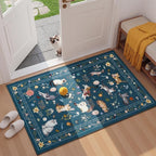 Unirea 2x3 Small Dark Blue Washable Cat Area Rug, Door Mat Indoor Entrance Rug by UNIREA