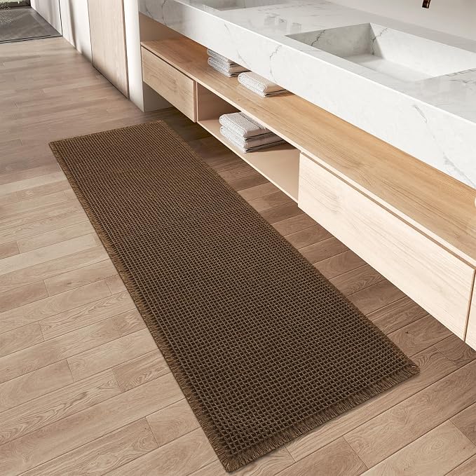 Upgraded Waffle Runner Rug Super Absorbent Non Slip Bath Mats by AMOAMI