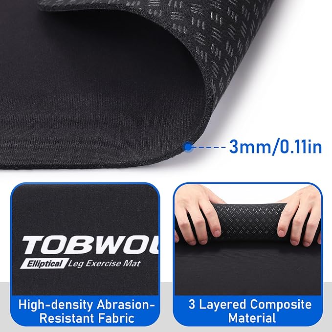 TOBWOLF Non-Slip Workout Mat for Ellipse Leg Exerciser, Ellipse Machine Mat - Image 3