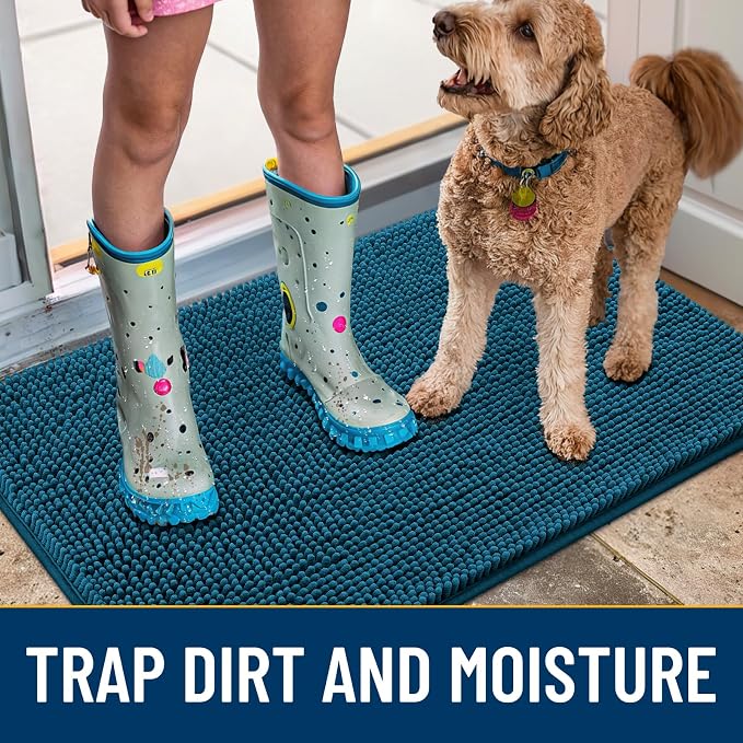Smiry Dog Door Mat for Muddy Paws 44x24, Absorbent Dirt Trapper, Non-Slip - Image 3