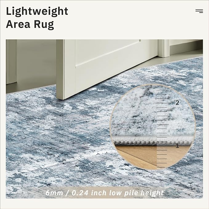 Soalmost 12x15 Washable Area Rug Blue/Grey Neutral Abstract Living Room Large - Image 7