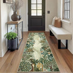 GarveeHome 2.5x8 Jungle Hallway Runner Rug, Soft Green Animal Long Kitchen by GarveeHome