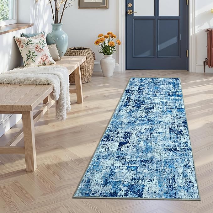 Toneed 2x6 Washable Runner Rug, Modern Abstract Hallway Runner by Toneed