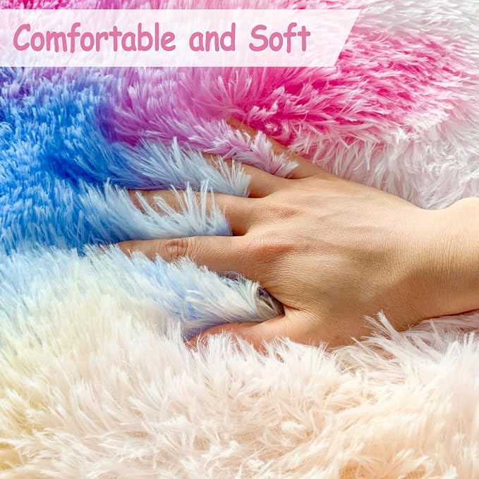 3x10 Hot Pink Runner Rainbow Rug - Image 5