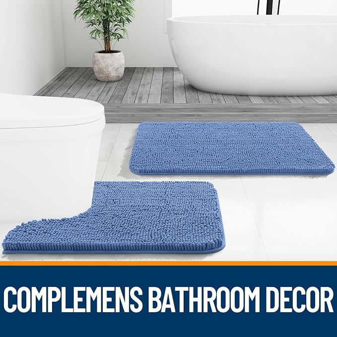 OLANLY Bathroom Runner Rugs 44x24, Soft Absorbent Chenille Bath Rugs, Rubber - Image 7