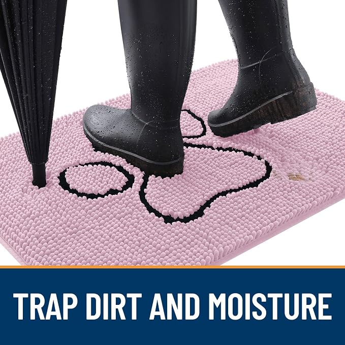 OLANLY Dog Door Mat for Muddy Paws 36x24, Paw Print Design, Absorbs Moisture - Image 2