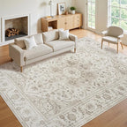 8x10 Area Rugs for Living Room:Beige Washable Vintage Medallion Carpet Non-Slip by Unknown