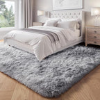PAGISOFE Light Grey Shaggy Abstract Area Rug 6x9 Feet, Plush Fluffy Rugs - Image 4