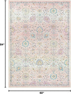 Lahome Pink Rug for Girls Bedroom 5x7, Soft Washable Floral Area Rug, Boho Non - Image 2