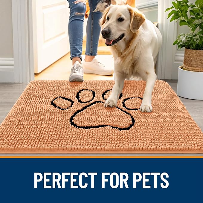 OLANLY Dog Door Mat for Muddy Paws 48x30, Paw Print Design, Absorbs Moisture - Image 6