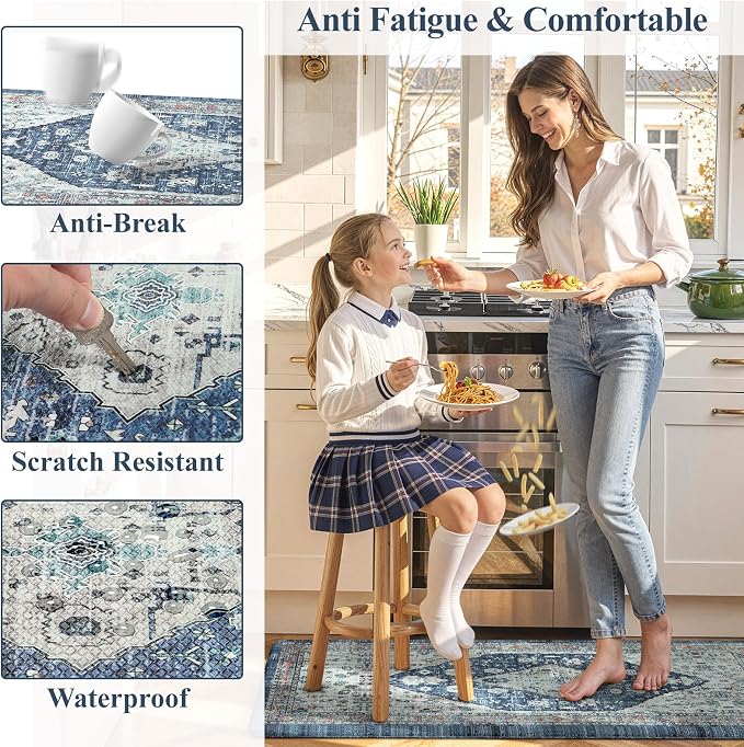 Collive Boho Kitchen Rugs Set of 2 Non Skid Kitchen Mats - Image 6