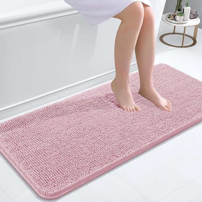 OLANLY Bathroom Runner Rugs 47x20, Soft Absorbent Chenille Bath Rugs, Rubber by OLANLY