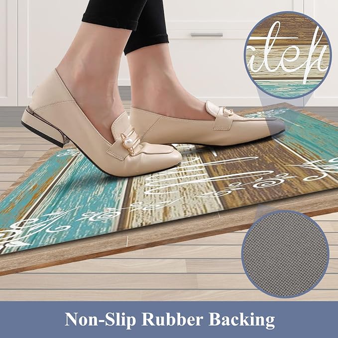 HEBE Anti Fatigue Kitchen Mat Set of 2 Non Slip Cushioned Kitchen Mats - Image 4
