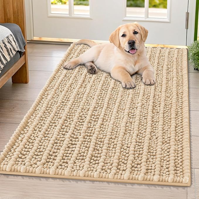 Smiry Dog Door Mat for Muddy Paws 40x32, Absorbent Dirt Trapper, Non-Slip by Smiry
