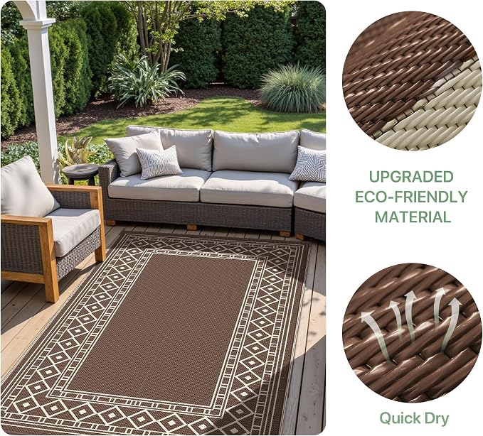 GENIMO Outdoor Rug Waterproof for Patio Decor, Outside Area Mat for Rv - Image 7