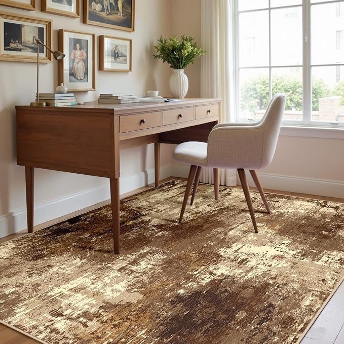 RELEANY Washable Area Rugs 4'x6' Non-Slip Modern Abstract Soft - Image 3