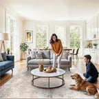 8x8 Square Living Room Area Rug – Washable Modern Neutral Abstract Indoor Rug - Image 3