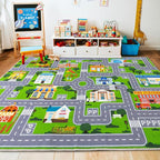 Car Rug Play Mat for Kids Toy Cars, City Road Traffic Playmat for Kid Bedroom - Image 2