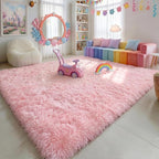 Amdrebio Pink Rugs for Girls Bedroom, 9x12 Large Fluffy Area Rugs for Living - Image 4
