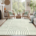 DCX Abstract Machine Washable 5x7 Rug, Sage Green Modern Accent Rug by DCXWashableRug