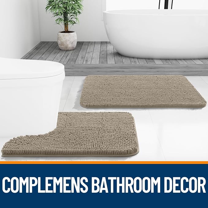 OLANLY Bathroom Runner Rugs 44x24, Soft Absorbent Chenille Bath Rugs, Rubber - Image 7
