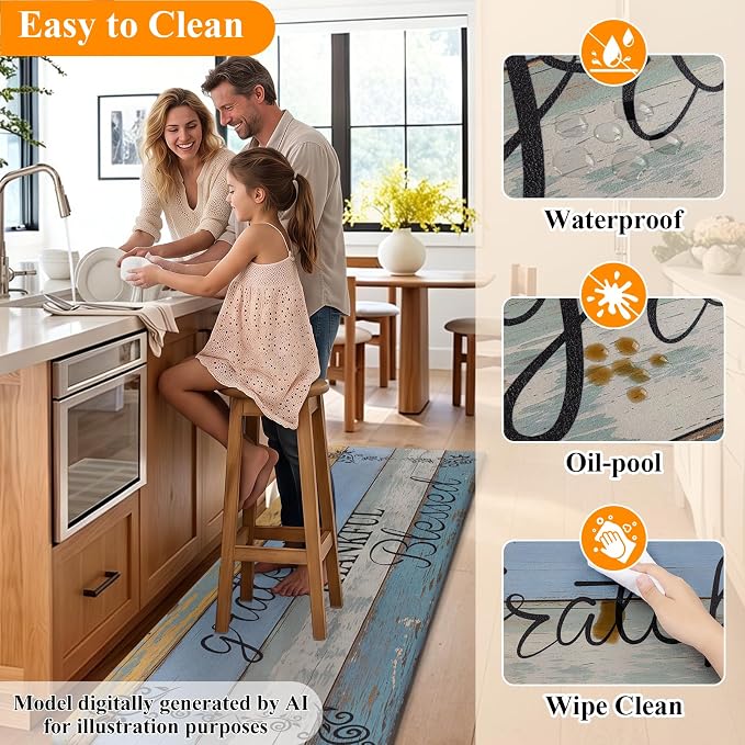 HEBE Anti Fatigue Kitchen Rugs Set of 2, Non Slip Cushioned Kitchen Mats - Image 6