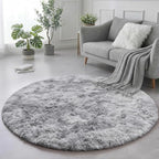 Amdrebio Tie-Dyed Light Grey Round Area Rugs - Image 4