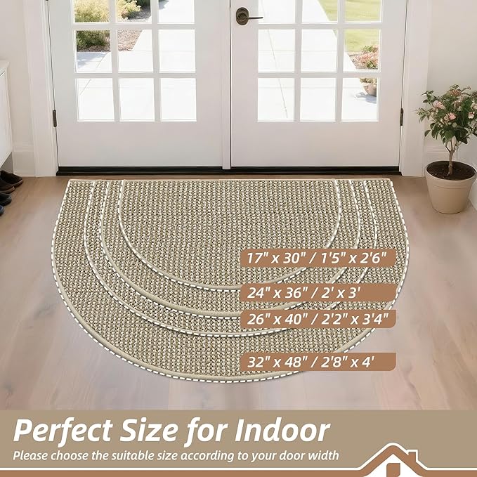 BEQHAUSE Dirt Trapper Door Mat 17" x 30" Half Circle Non-Slip Washable Doormats - Image 2
