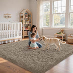 4x6 Area Rug for Living Room:Ultra Soft Fluffy Shag Grey Camel Rugs, Large - Image 9