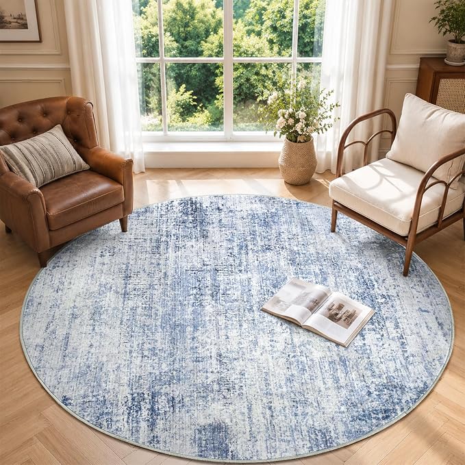 6Ft Round Area Rugs for Living Room, Soft Non-Slip Washable Rugs Modern - Image 4