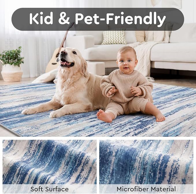 tchdio 5x7 Area Rugs for Living Room, Machine Washable Rug Modern Abstract Area - Image 4
