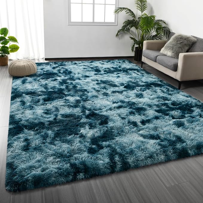 Deerhoo Large Shag Area Rugs 5 x 8, Tie-Dyed Plush Fuzzy Rugs by Deerhoo