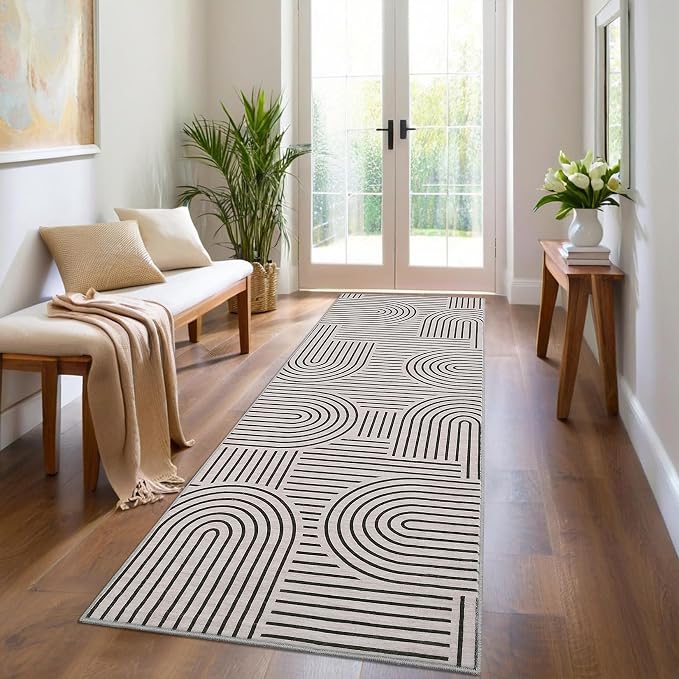 ROYHOME Modern Rug 2x6 Runners for Hallways, Abstract Kitchen Runner Rugs Non by ROYHOME