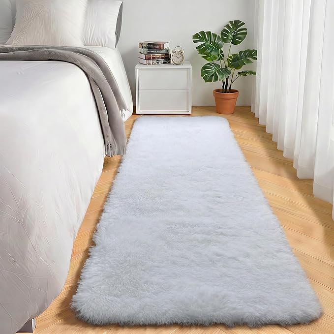 ONASAR White Runner Rugs for Bedroom Living Room, Luxury Bedside Fluffy Area - Image 4