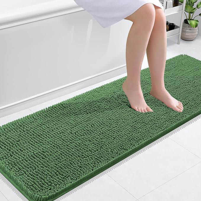 OLANLY Bathroom Runner Rugs 59x20, Soft Absorbent Chenille Bath Rugs, Rubber by OLANLY