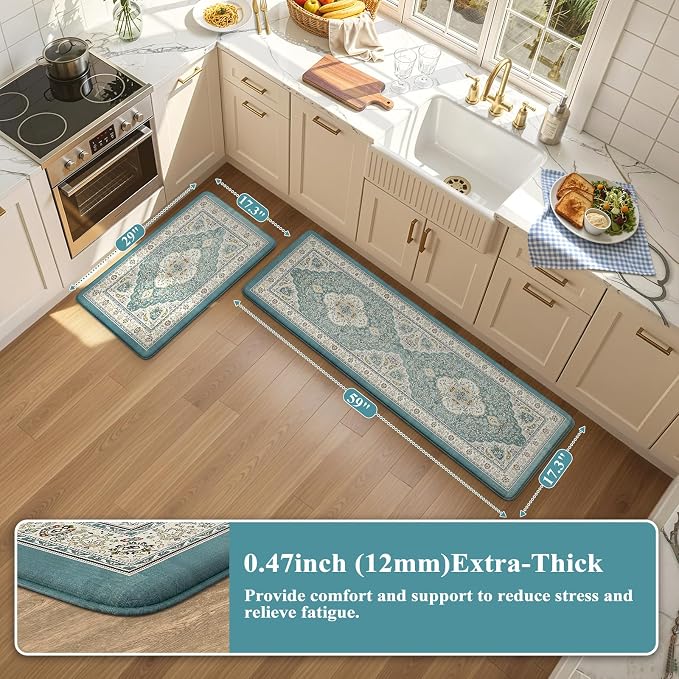 Collive Boho Anti Fatigue Kitchen Mats Sets 2 Piece Non Skid Kitchen Mats - Image 2