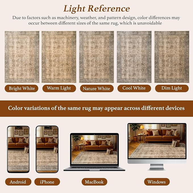 LIANLAM 6x9 Washable Area Rug, Vintage Boho Traditional Pattern, Non-Slip Stain - Image 8