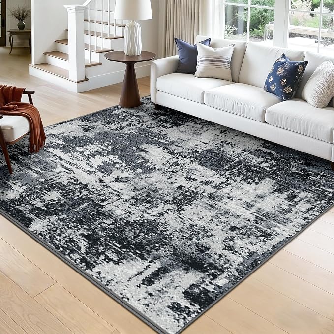 RELEANY Washable Area Rugs Square 8ft Non-Slip Modern Abstract Soft by RELEANY