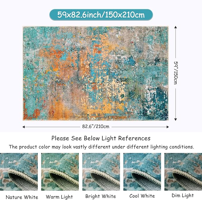 Lahome Modern Abstract Area Rugs 5x7, Large Washable Rugs - Image 2