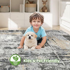 7x10 Area Rug Living Room: Washable Large Abstract Modern Soft Rug Stain - Image 7