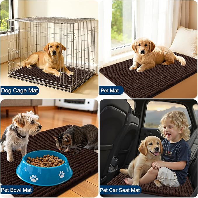 OLANLY Dog Door Mat for Muddy Paws 47x17, Ultra Absorbent Chenille Mud Doormat - Image 7