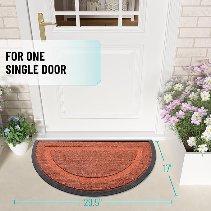 OLANLY Half Circle Door Mat Indoor Outdoor Entrance Welcome, Waterproof - Image 2