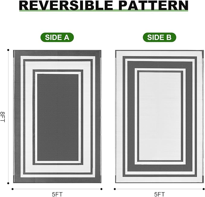 RURALITY Outdoor Rugs 5x8 for Patios Clearance, Waterproof Mats for Porch - Image 2