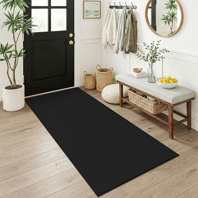 KOZYFLY Black 3x6 Washable Runner Rug, Non Slip Wide Runners by KOZYFLY