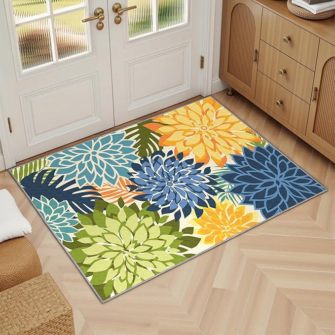 Arenarug 2x3 Colorful Washable Small Rug Tropical Botanical Modern Floral - Image 6