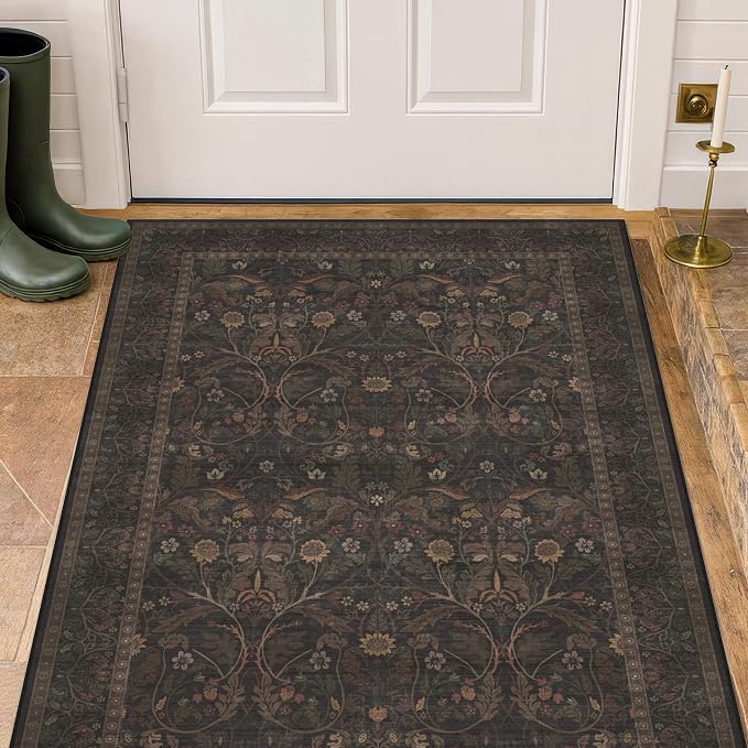Rustic Brown 3x4 Large Washable Entryway Rug Indoor - Image 6