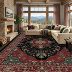 RELEANY Area Rugs Large 10'x14' Washable Non-Slip, Floral Vintage Distress by RELEANY