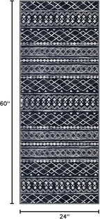 KUTA Boho Vintage Hallway Runners 2x5 ft Black Moroccan Washable Runner Rug - Image 2