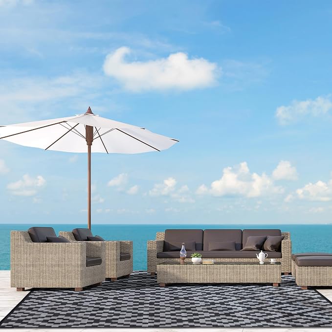 SAND MINE Waterproof Outdoor Rug, Plastic Reversible Rug, Modern Area Rug - Image 6