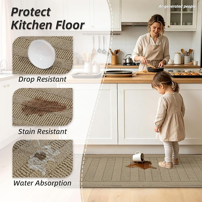 BEQHAUSE Kitchen Rugs Set of 2 Non-Slip Washable Kitchen Mats - Image 3